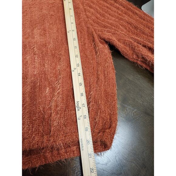 Altar'd State Women's Orange Round Neck Pullover‎ Fringe Sweater Size Medium - Picture 6 of 6